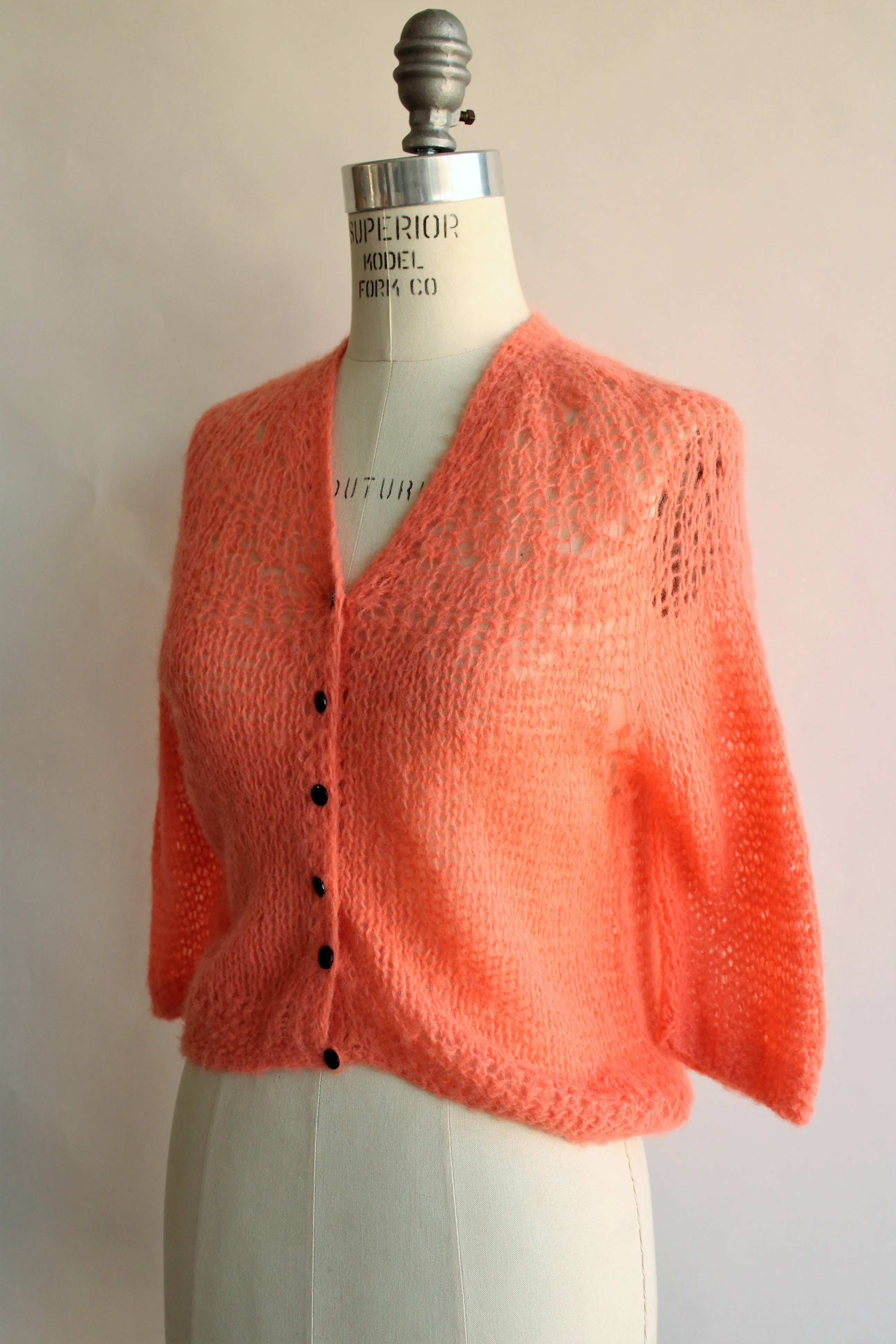 Vintage 1960s 1970s Orange Cardigan
