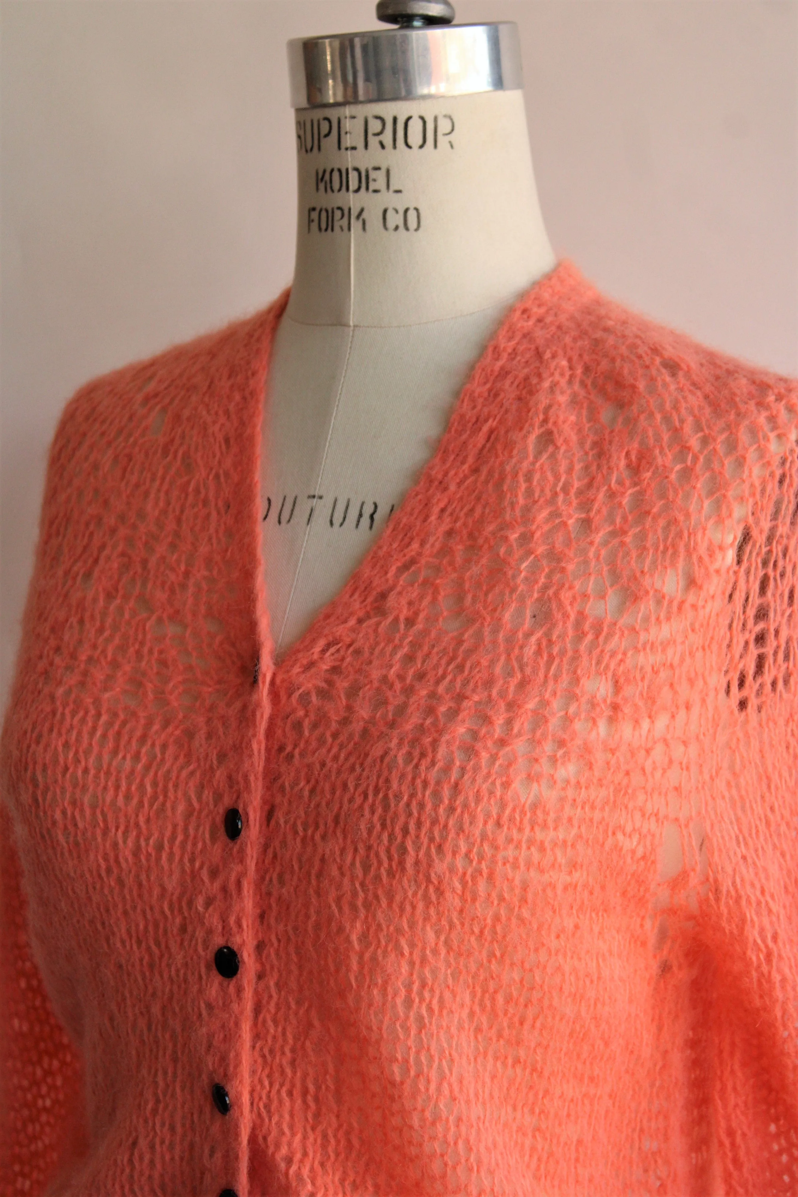 Vintage 1960s 1970s Orange Cardigan