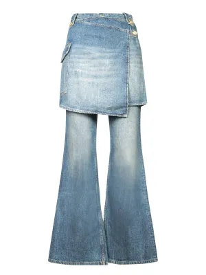 Washed Denim Blue Jean Skirt