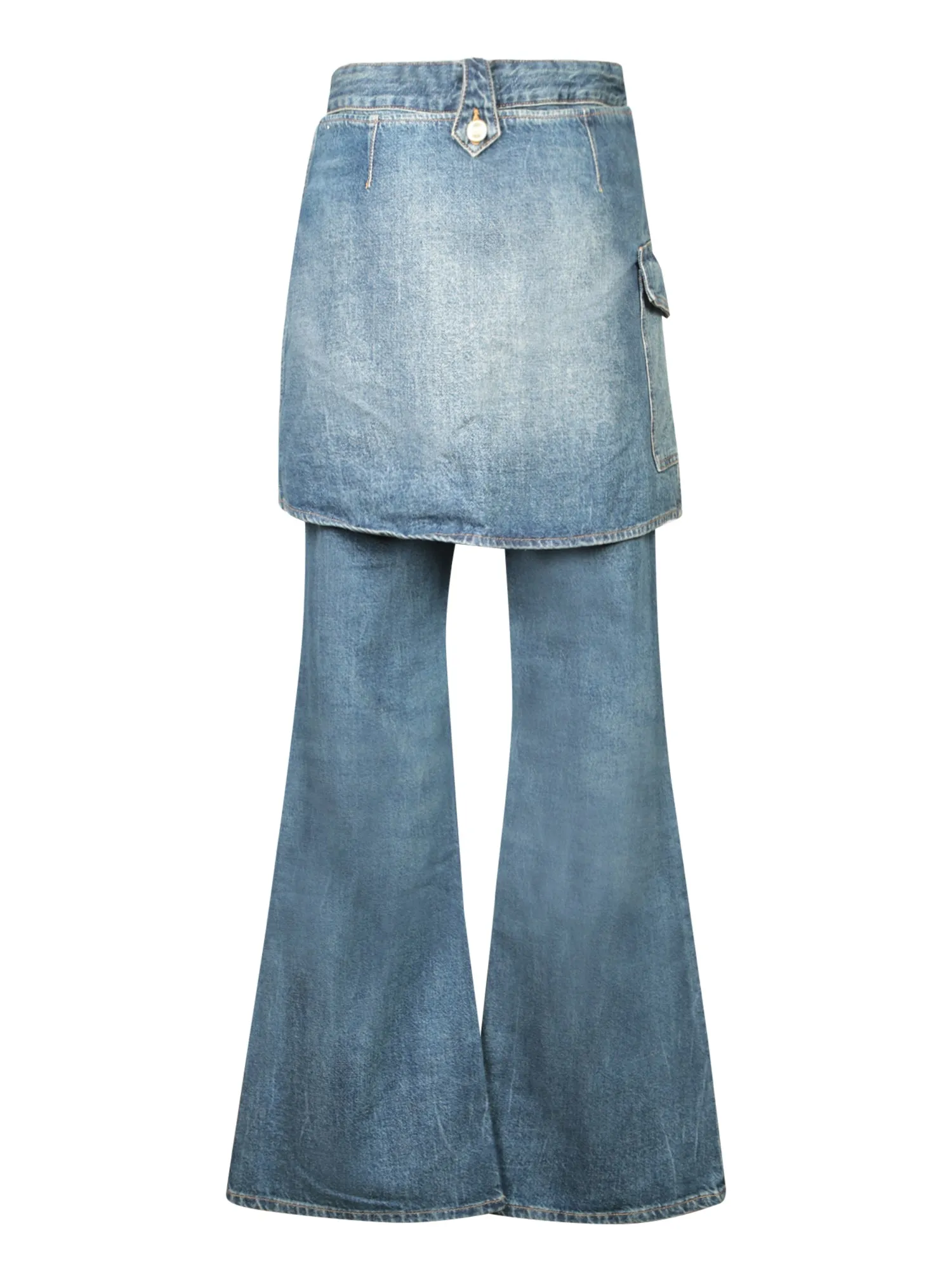 Washed Denim Blue Jean Skirt